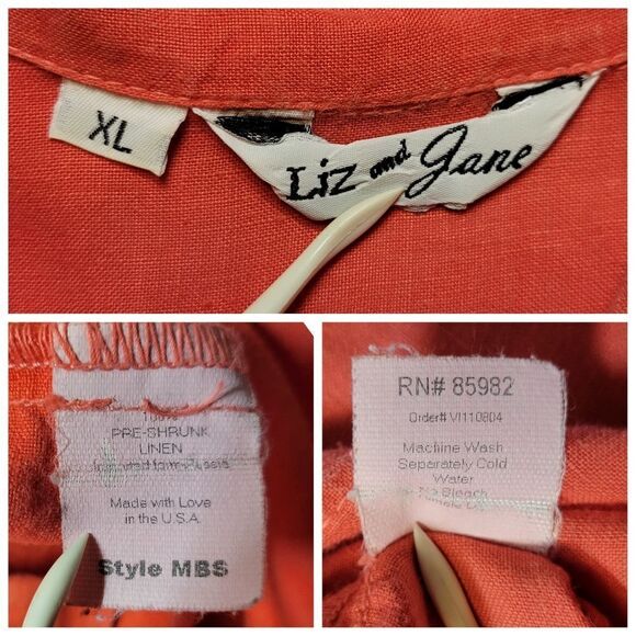 Liz and Jane Vintage Linen Artsy Long Sleeve Button Down Top Blouse XL - Picture 16 of 16